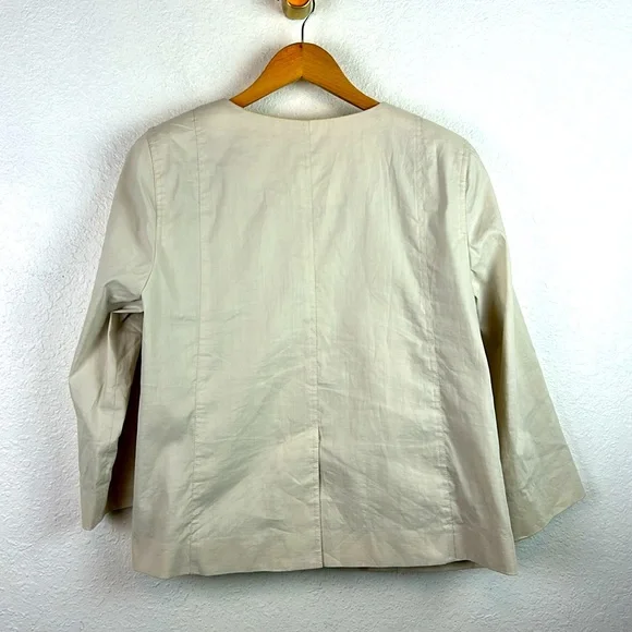 Eileen Fisher Polished Ramie A-Line Jacket Zipper Women light tan cream - Picture 4 of 8